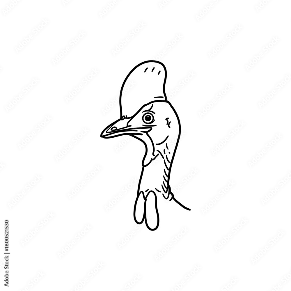 Minimal outline of cassowary head with casque