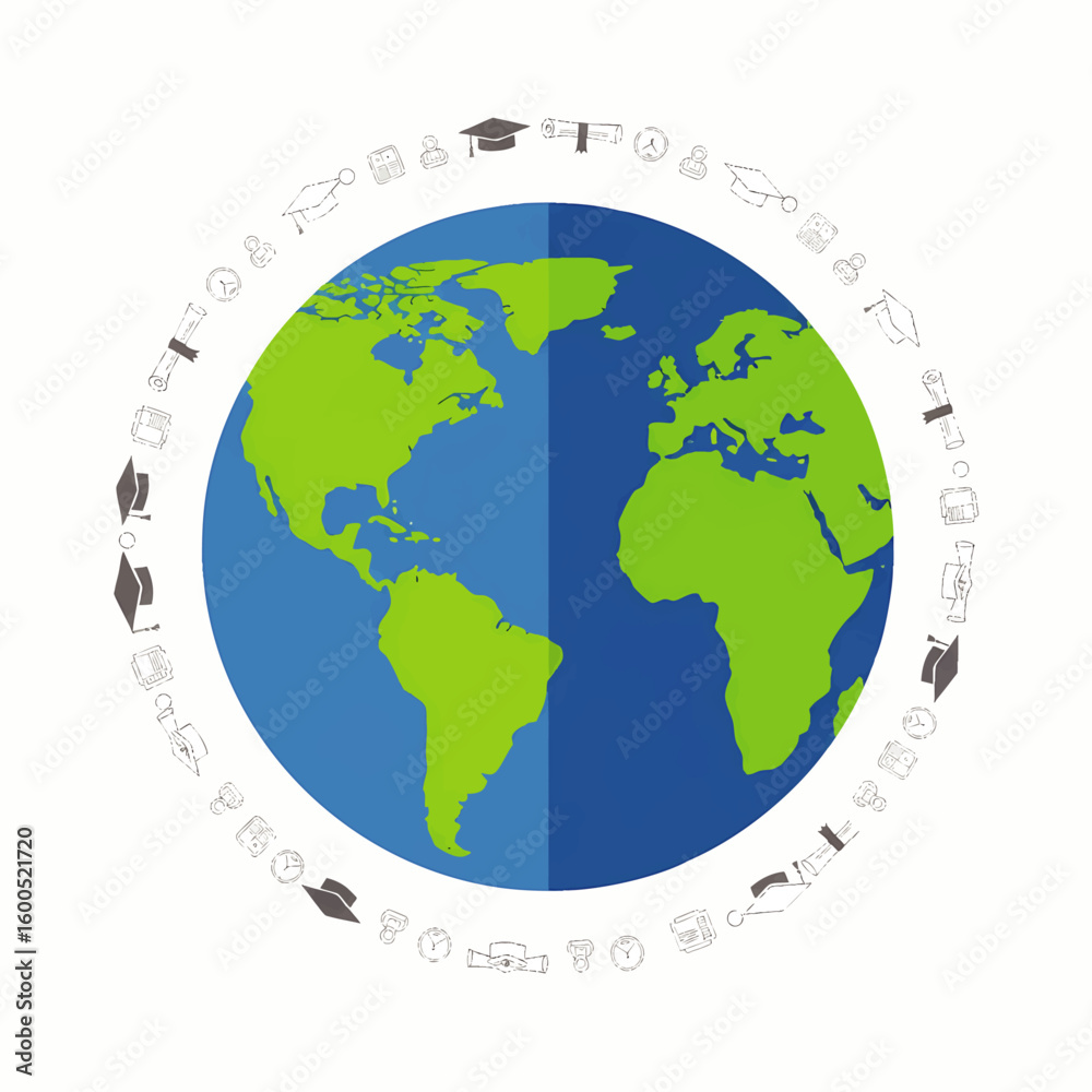 Global Education Online Learning Academic Achievement Vector Graphic Global Education Online Learning Academic Achievement Vector Graphic
