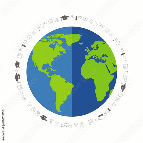 Global Education Online Learning Academic Achievement Vector Graphic
