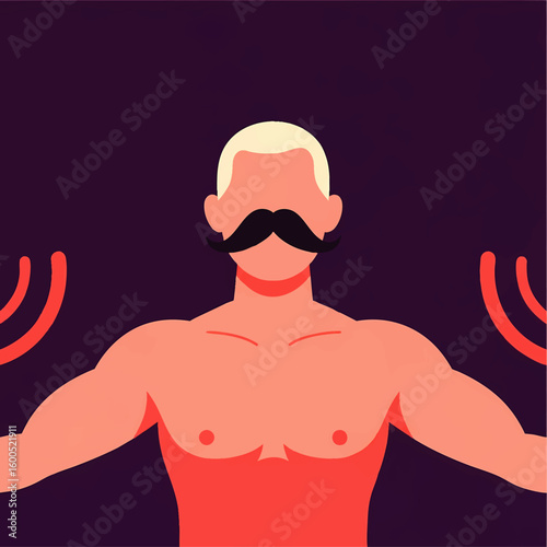 A man with a mustache and blonde hair Flat Design Illustration