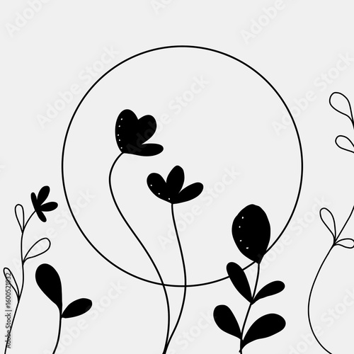 Illustration silhouette of flowers seemless pattern