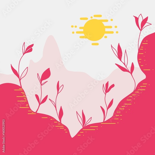 Illustration of flowers pink color plant