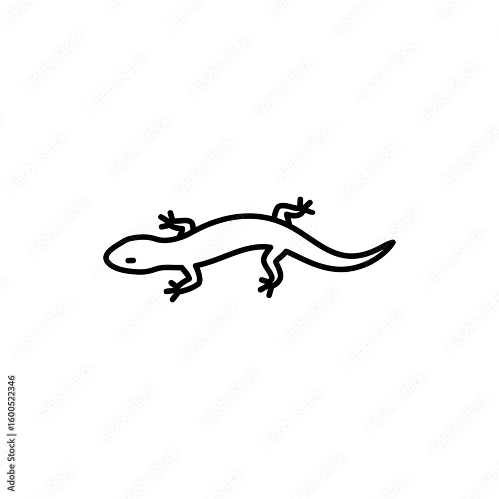 Naklejka premium Minimal Outline of a Crawling Skink Lizard