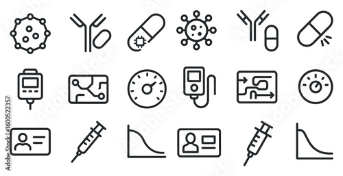Medical and health line icons set - healthcare, outline, disease prevention symbols