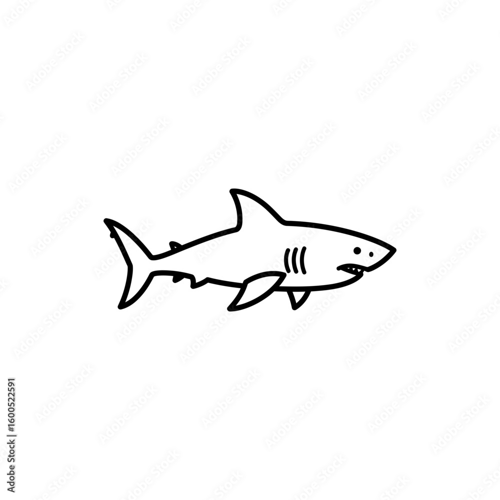 Obraz premium Outline Vector of a Great White Shark
