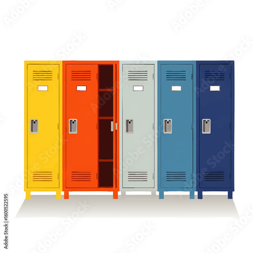 Row of colorful school lockers in flat design style