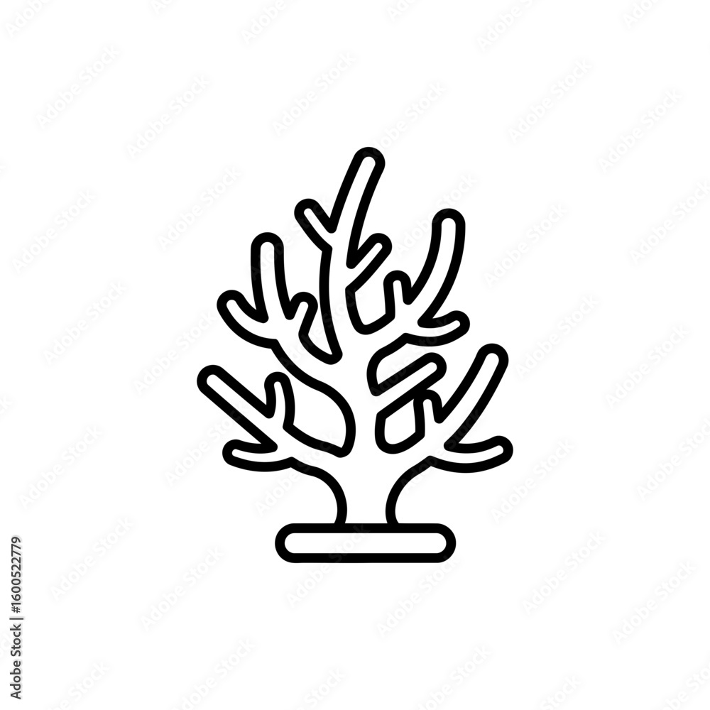 Fototapeta premium Minimal Outline Icon of Coral for Marine and Ocean Themes