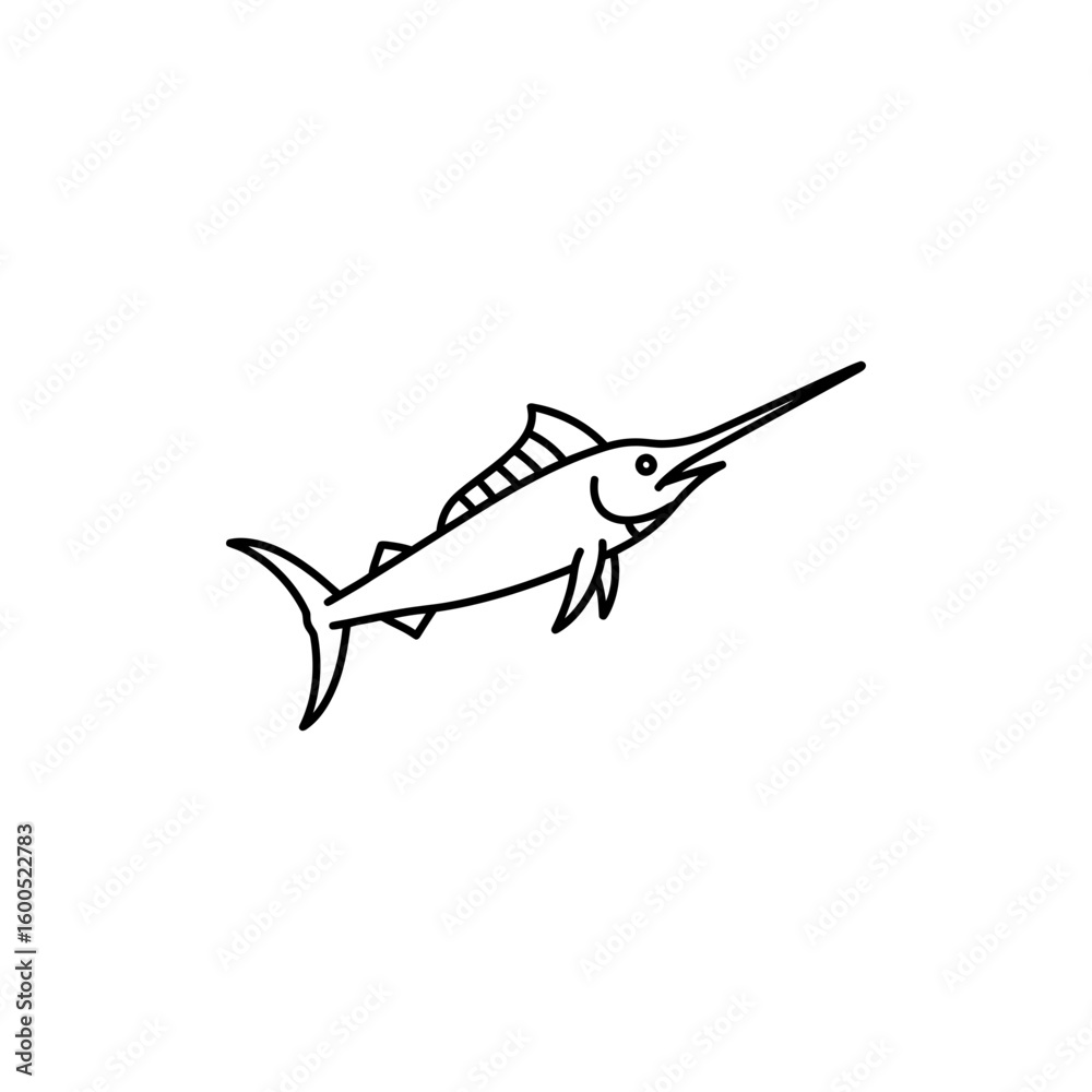 Fototapeta premium Minimal Outline of a Swordfish with Extended Bill