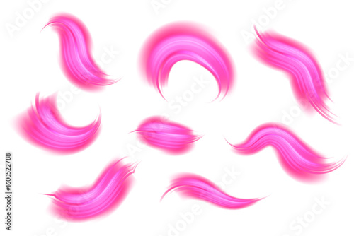 Pink Shiny Swirling Brush Stroke Set