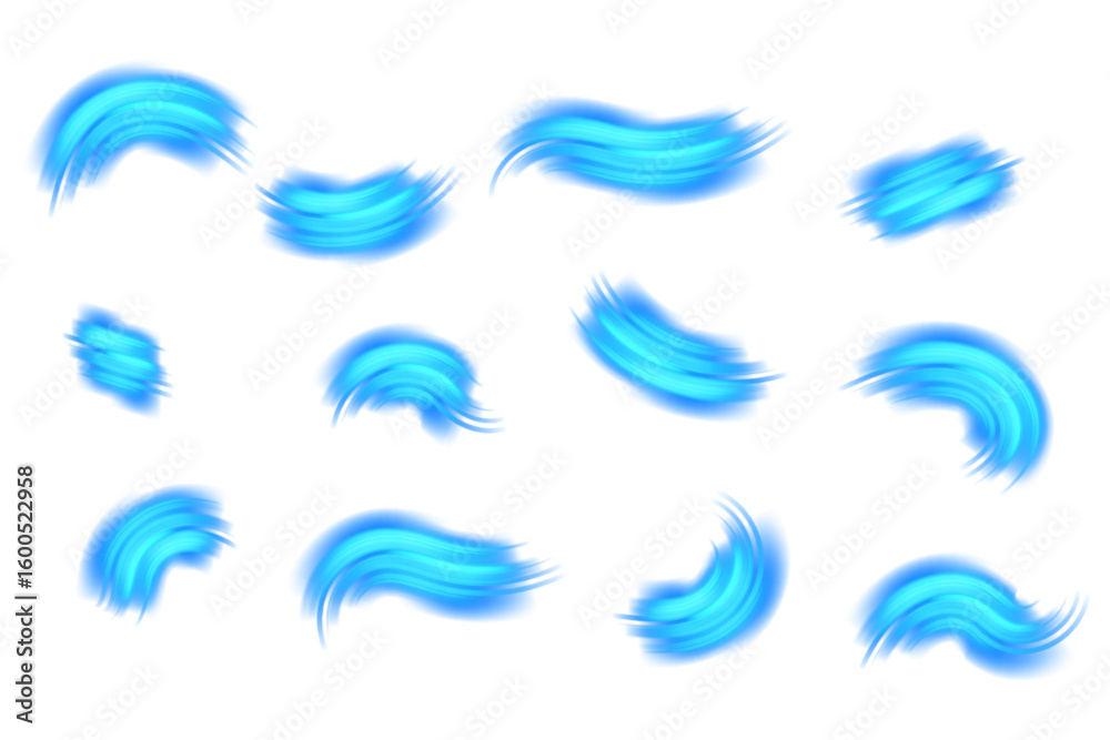 Obraz premium Blue Light Artistic Brush Stroke Set
