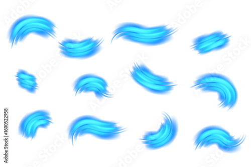 Blue Light Artistic Brush Stroke Set