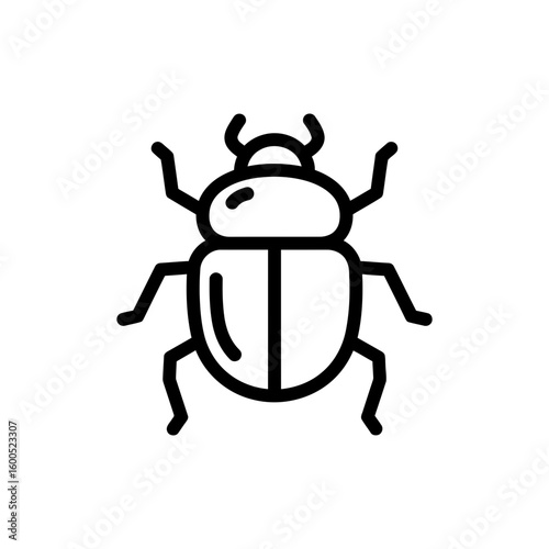 Minimalist outline icon of a dung beetle