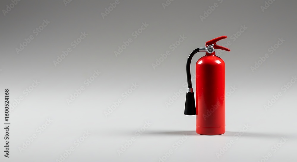 Fototapeta premium Red Fire Extinguisher Isolated Against Dark Background in Minimalist Composition variation 3