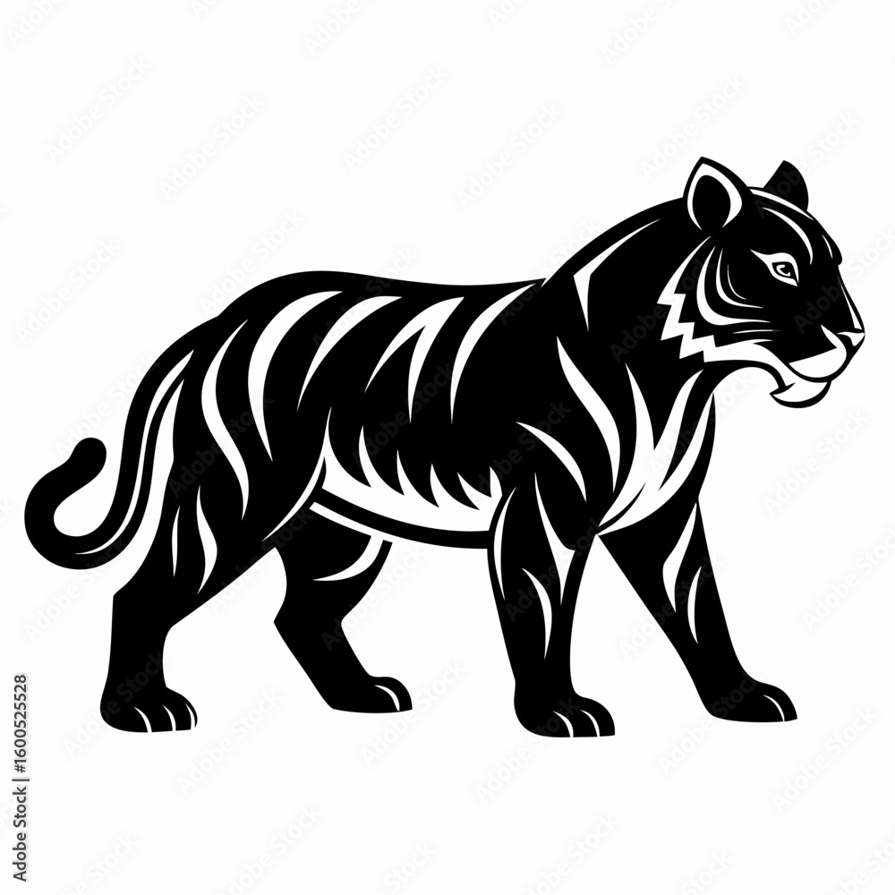 Obraz premium Strong Tiger Silhouette in Motion