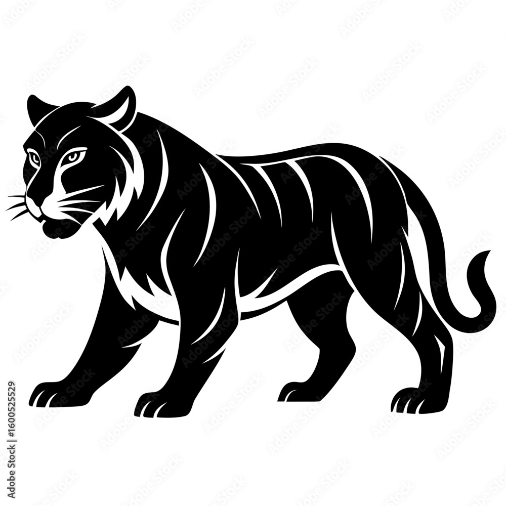 Obraz premium Strong Tiger Silhouette in Motion