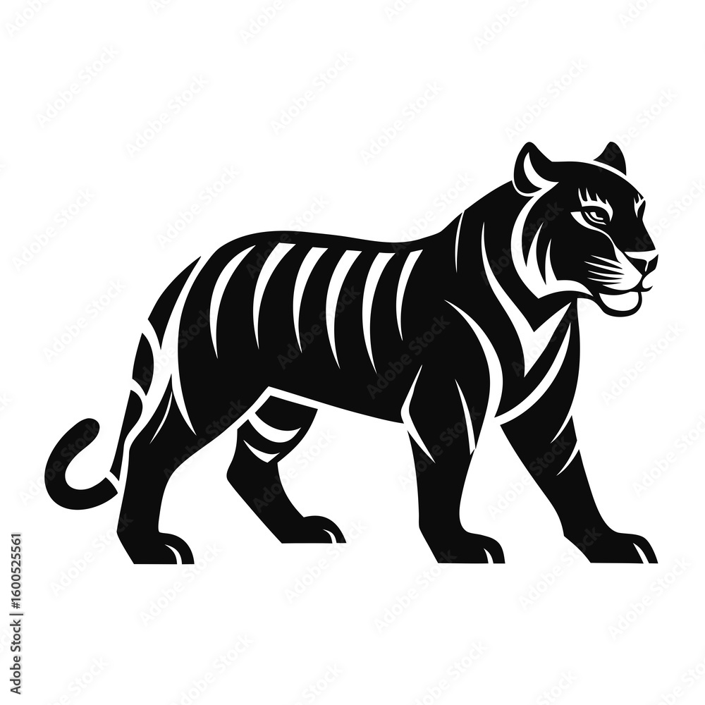 Obraz premium Strong Tiger Silhouette in Motion
