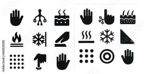 Personal care and hygiene solid icons set – silhouette, outline, grooming symbols