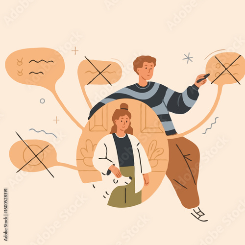 Man teaching child while drawing and discussing concepts indoors  