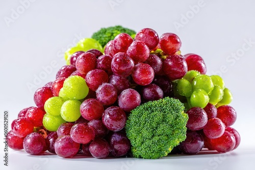 Wallpaper Mural Red and Green Grapes with Broccoli on White Background Torontodigital.ca