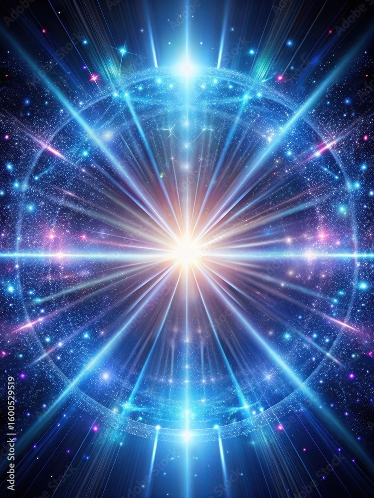 Fototapeta premium Aesthetic light radiance emanates from a futuristic stellar body on a monochromatic surface