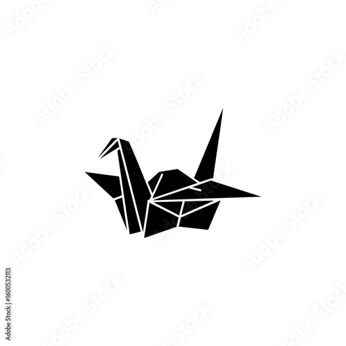 Origami paper bird vector illustration of a crane, a Japanese craft symbol