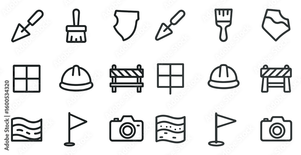 Fototapeta premium Construction and tools line icons set – outline, building, equipment symbols