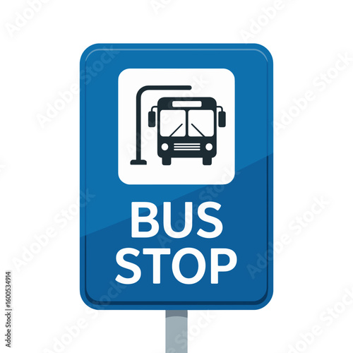 Blue Bus Stop Sign Illustration