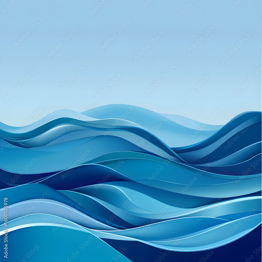Fototapeta premium Abstract flowing blue waves creating a sense of movement and depth