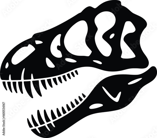 Black Dinosaur Skull Silhouette Vector Illustration