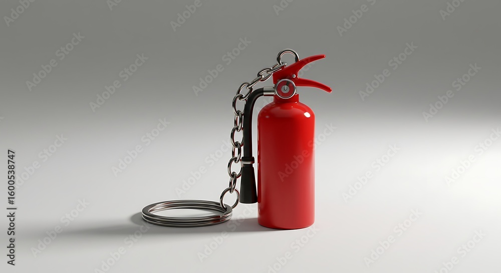 Obraz premium Red Miniature Fire Extinguisher Keychain on Neutral Background variation 2