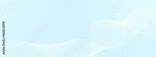 Elegant abstract light wave background in pastel blue and white, ideal for professional slide decks, brochures, and web banners.