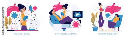 Hepatitis Testing Consultation Vector Illustration
