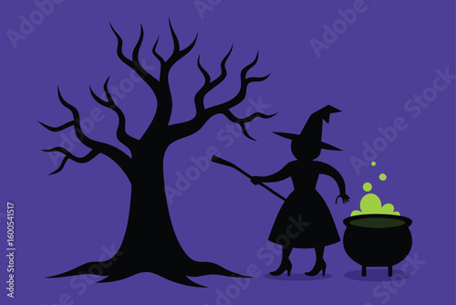 a witch stirring a cauldron under a tree  great fo (2).eps