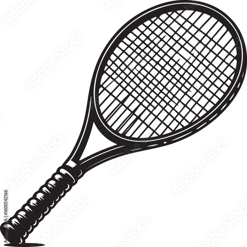 Tennis racket silhouette vector illustration, tennis icon design 