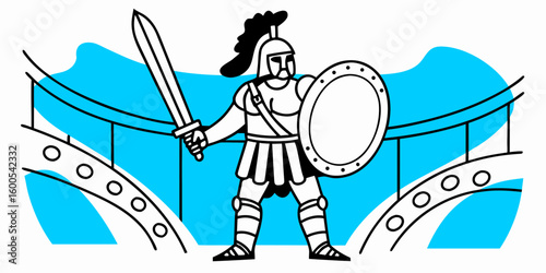 cartoon illustration of a man with a sword