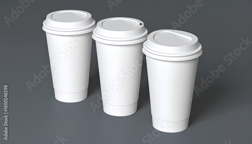 Wallpaper Mural Three Empty White Coffee Cups On A Gray Background Torontodigital.ca