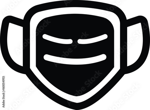 Protective Mask Icon Mouth Guard, surgical protective mask silhouette vector illustration