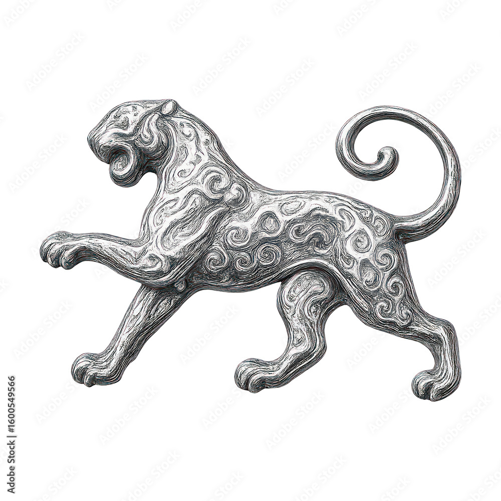 Fototapeta premium PNG Elegant silver decorative tiger
