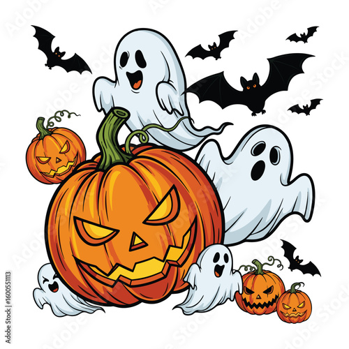 set of scary items for celebrating Halloween. Vector graphics