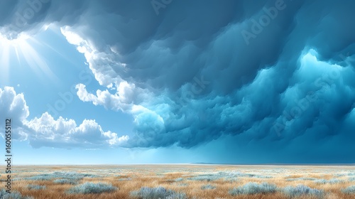 Dramatic Sky with Dark Clouds Over Open Field During Daylight