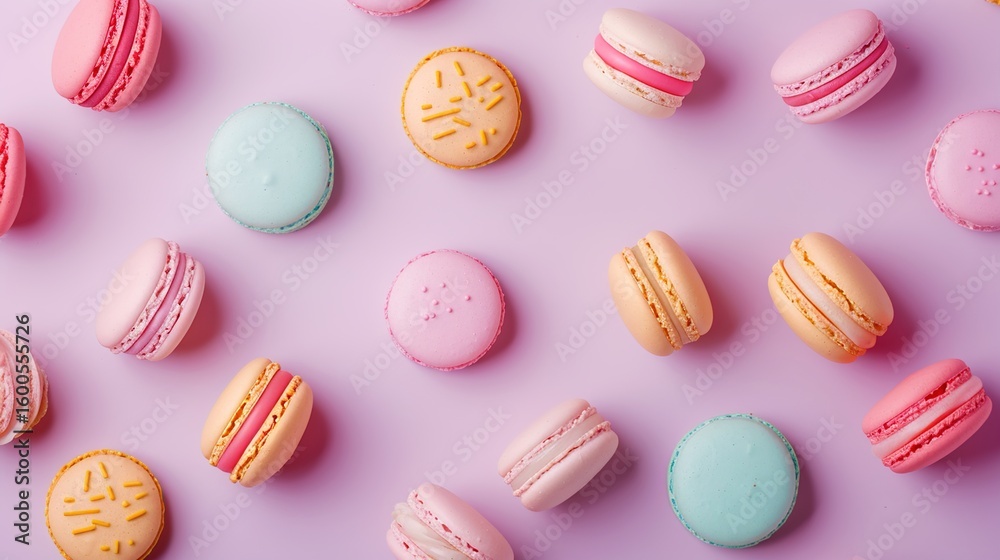 Fototapeta premium Sweet Macaron-Colored Backgrounds with Pastel Palettes for Bakery Branding, Food Blogs and Delicate Design Projects