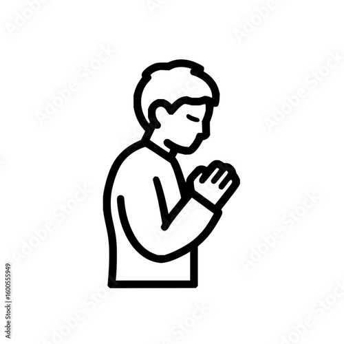Illustration of a person in prayer with hands clasped together in a humble and reverent position