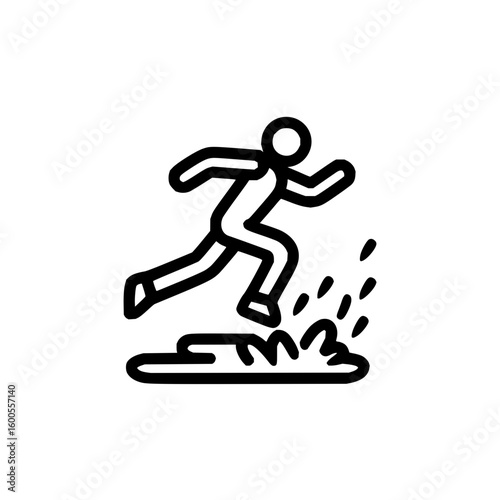 Line drawing of a person in a prostrate position with their head on the ground and knees bent forward