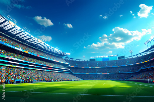 Stadium Full of Fans Vibrant Green Grass Sports Competition Excitement