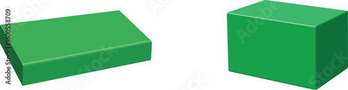 Two green geometric blocks a rectangular prism and a cube isolated on transparent background