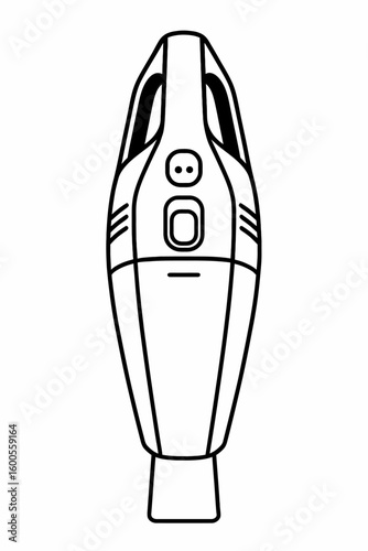 Top View Handheld Vacuum Cleaner Outline Vector - Cordless Appliance