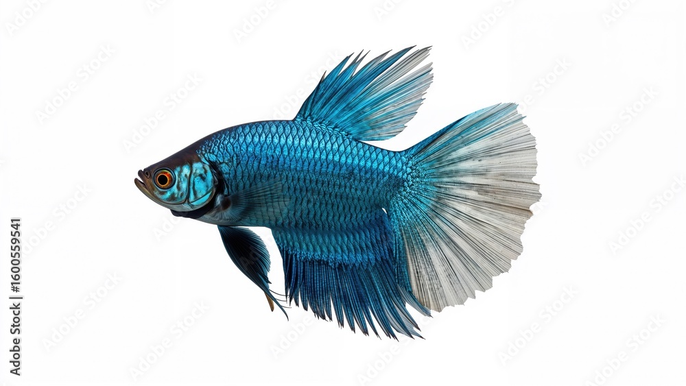 Fototapeta premium Single Siamese fighting fish shown on a white canvas