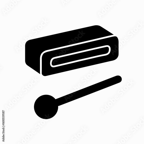 Wood Block Icon Representing Percussive Tone and Accent (Filled)