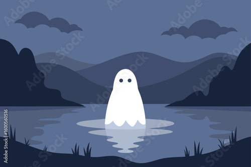 a ghostly figure emerging from a foggy lake  great (2).eps
