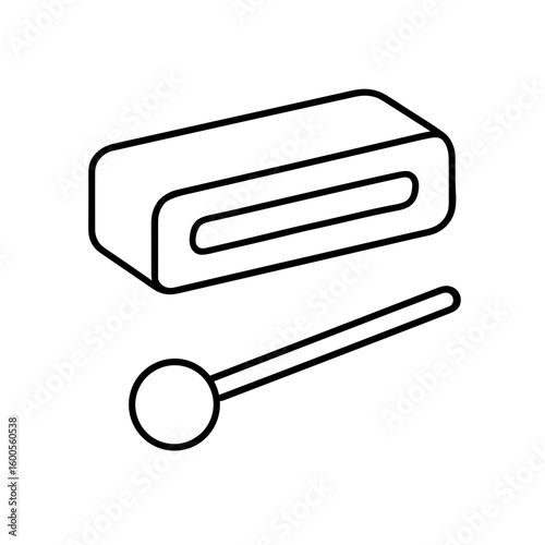 Wood Block Icon Representing Percussive Tone and Accent (Outline)